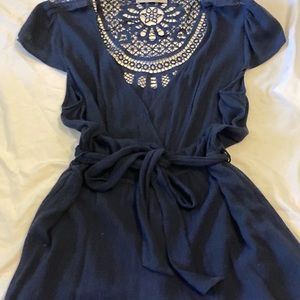 v-neck romper with waist tie